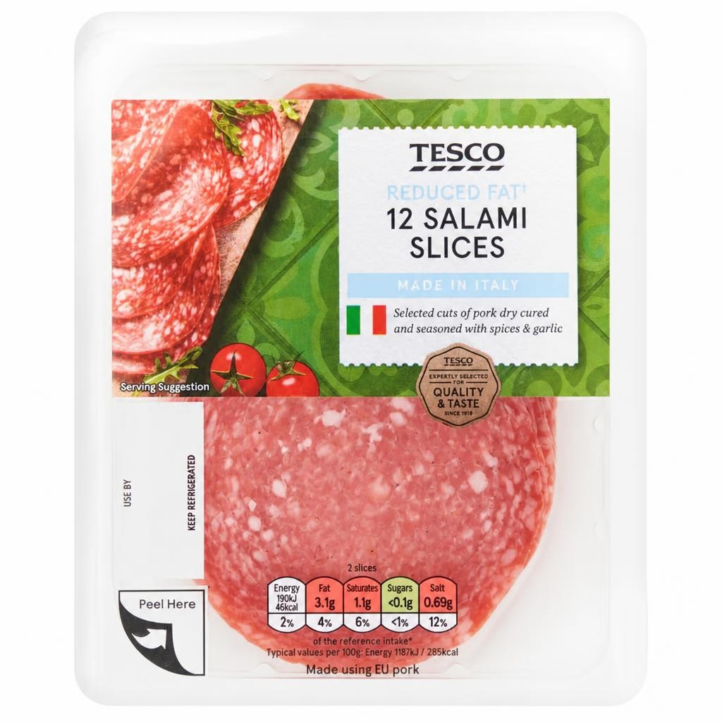 Tesco Reduced Fat Salami Slices 12 Pack 100g