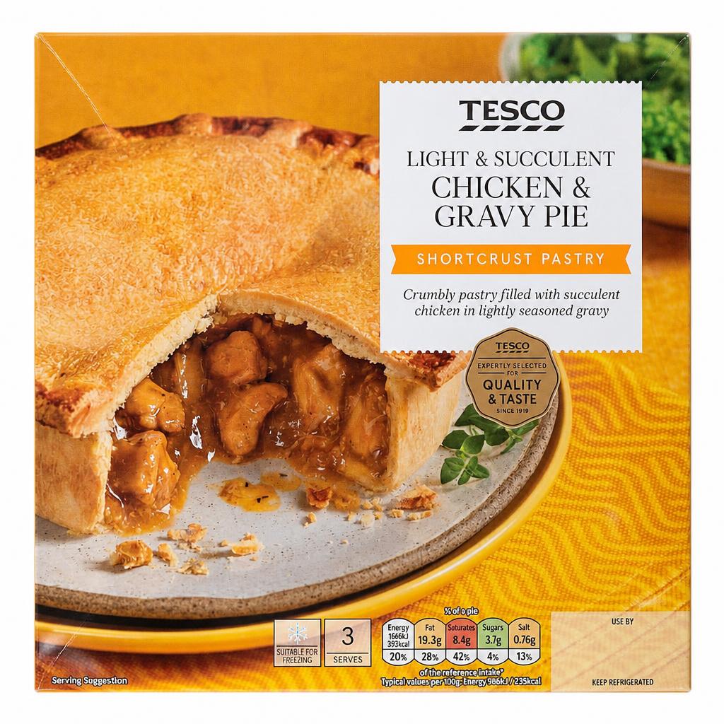 Tesco Chicken & Gravy Shortcrust Pastry Pie 500G