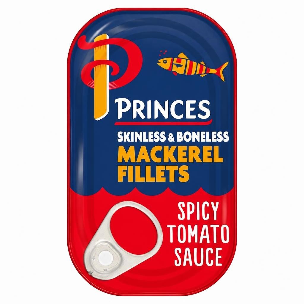 Princes Skinless Boneless Mackerel Fillets Spicy Tomato Sauce 125G