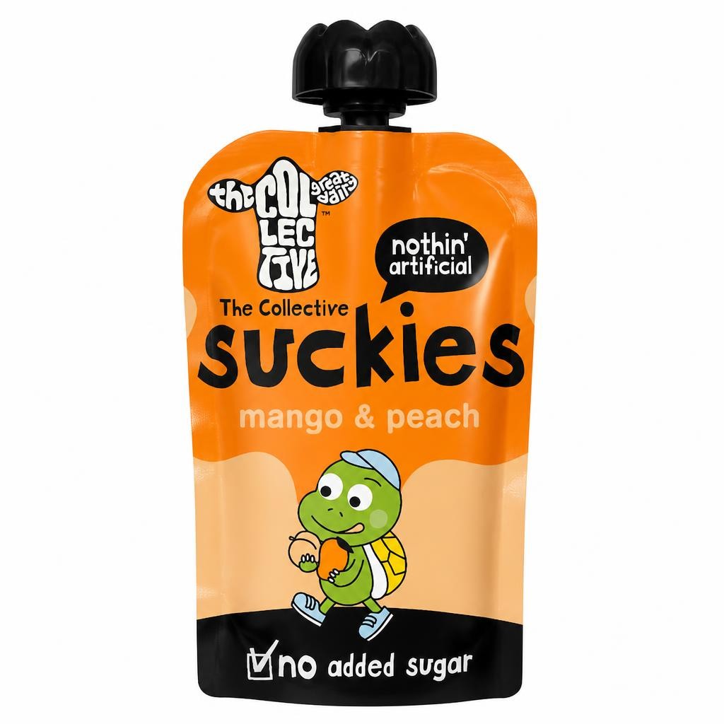 The Collective Suckies No Added Sugar Mango & Peach Kids Yoghurt Pouch 90g