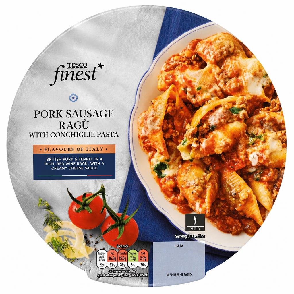 Tesco Finest Pork Sausage Ragu With Pasta 400G