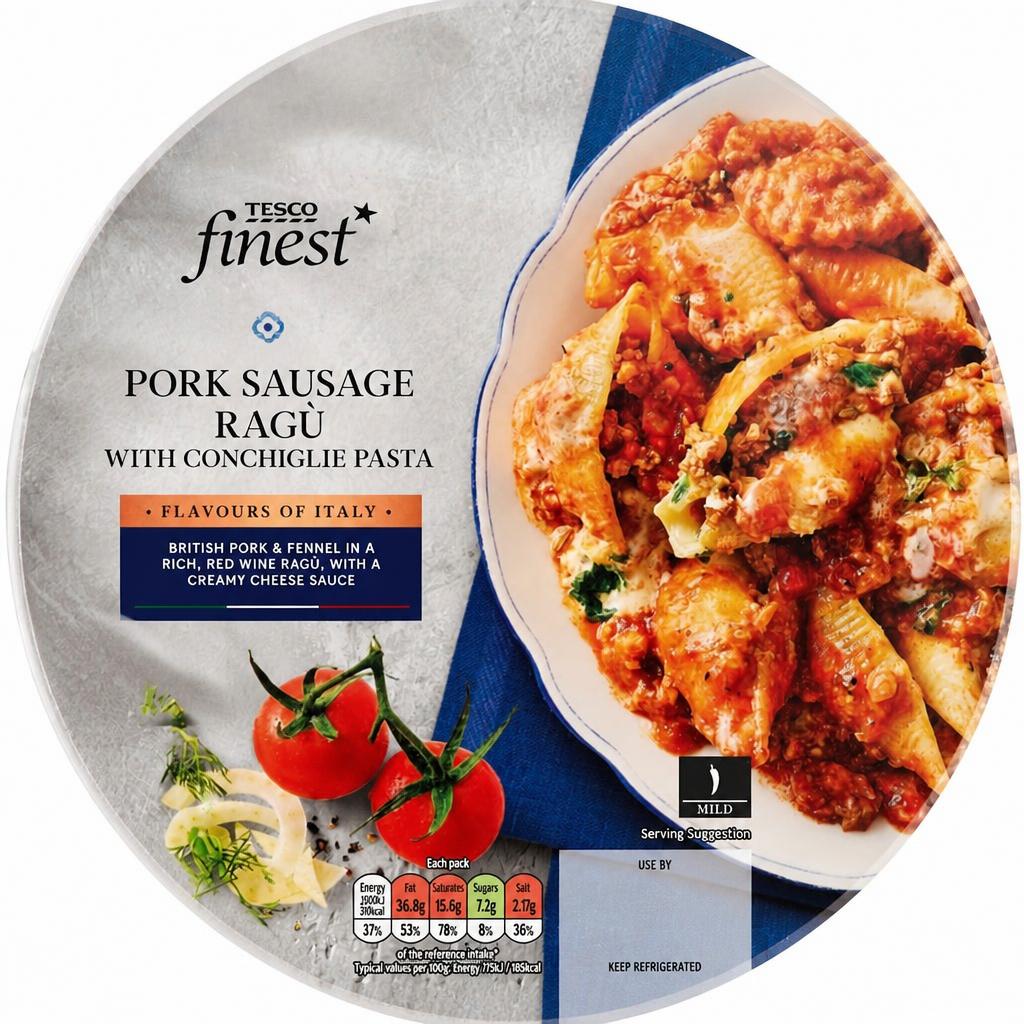 Tesco Finest Pork Sausage Ragu With Pasta 400G
