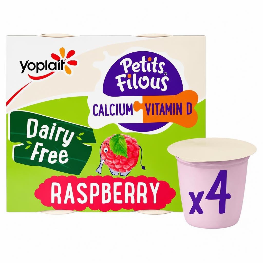 Petits Filous Raspberry Dairy Free Kids Yoghurt Pots 4x95g