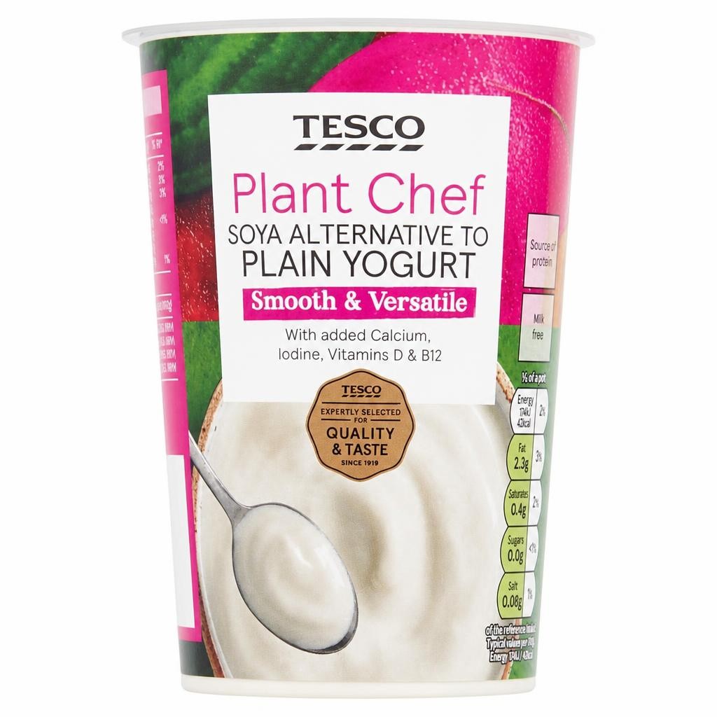 Tesco Plant Chef Soya Alternative To Plain Yogurt 500G