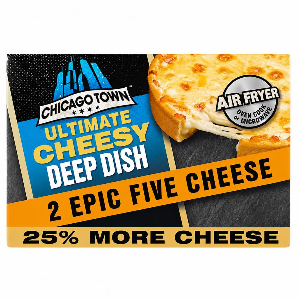 Chicago Town Ultimate Cheesy Deep Dish Epic Five Cheese Pizza 2 x 164g