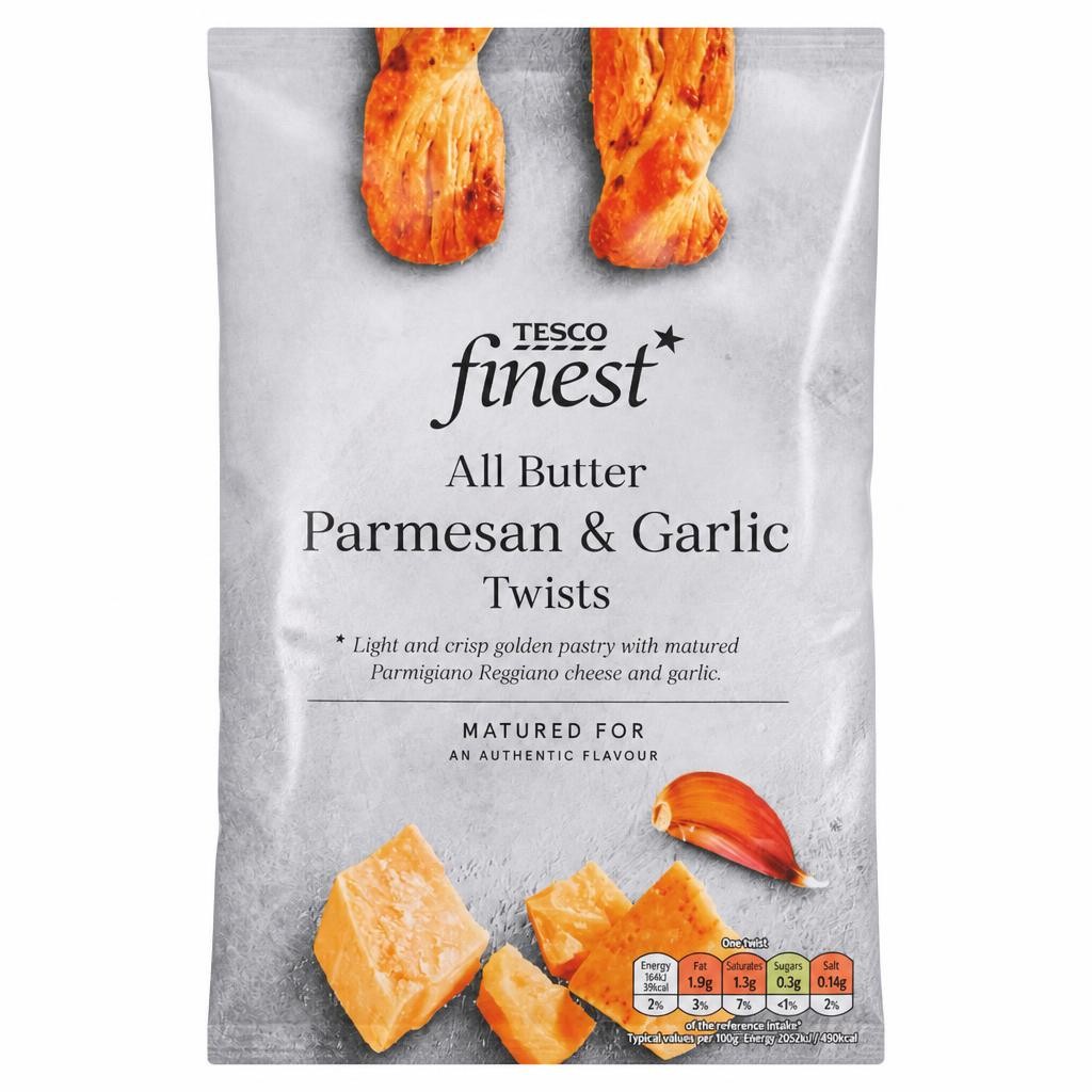 Tesco Finest Parmesan & Garlic Twists 100G