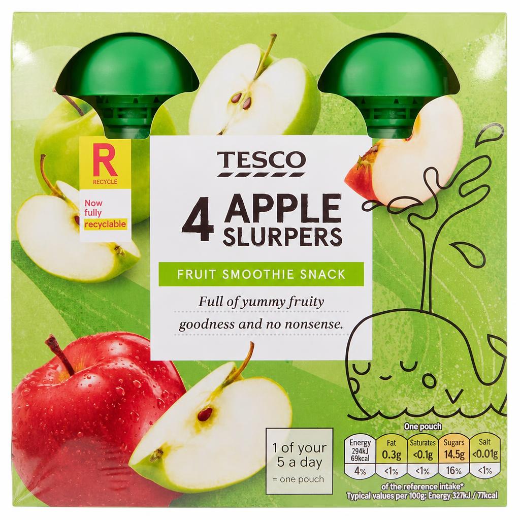 Tesco Apple Fruit Slurpers 4 x 90g