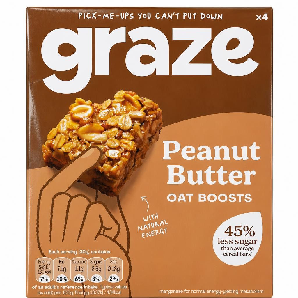 Graze Peanut Butter Oat Boosts Flapjack Snack 4x30G