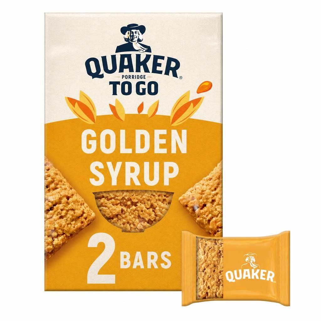 Quaker Breakfast Bars Golden Syrup Porridge To Go 2x55g