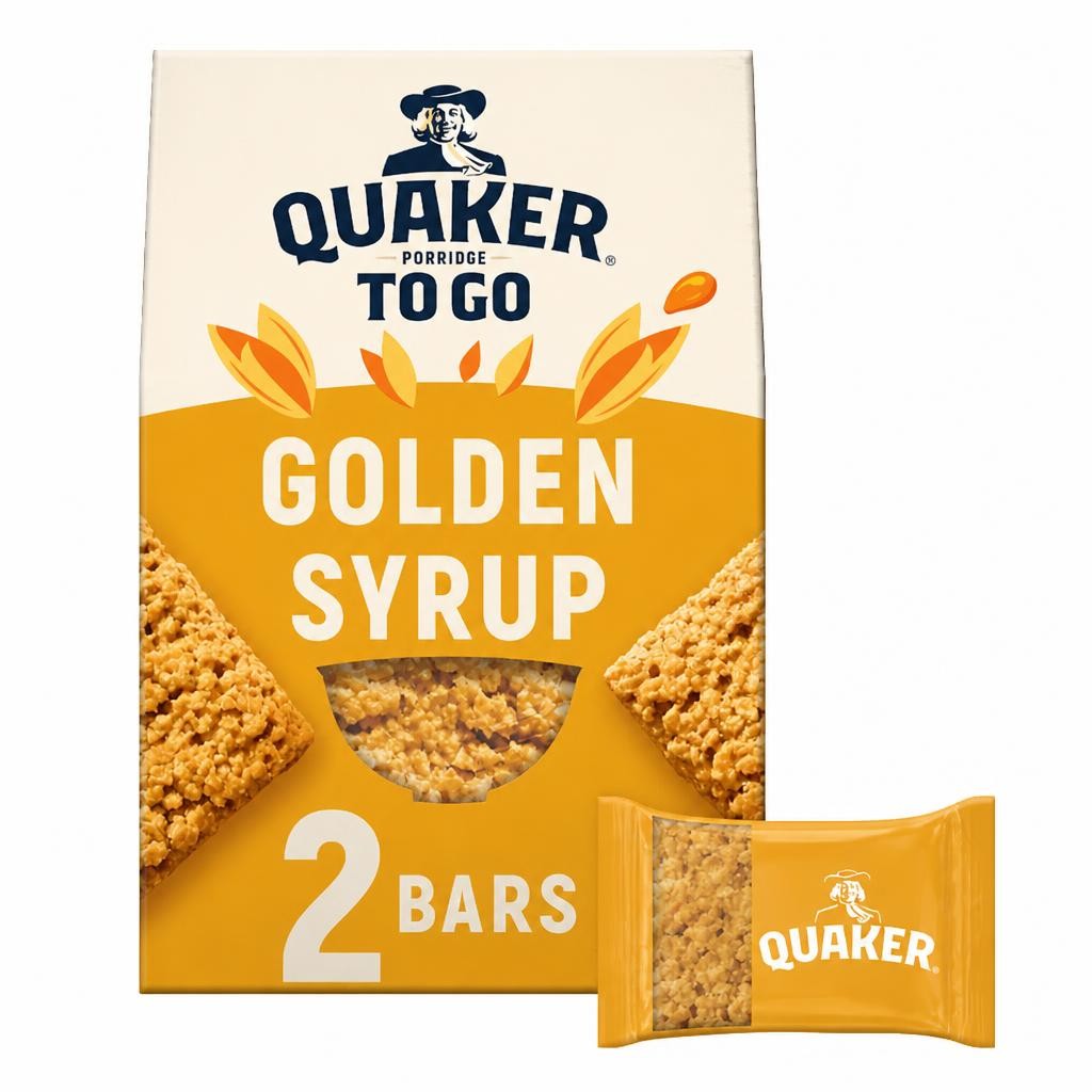 Quaker Breakfast Bars Golden Syrup Porridge To Go 2x55g