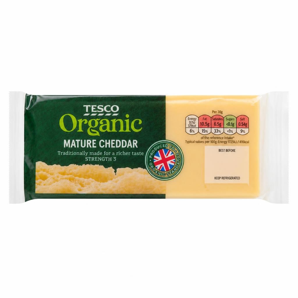 Tesco Organic Mature Cheddar 400G