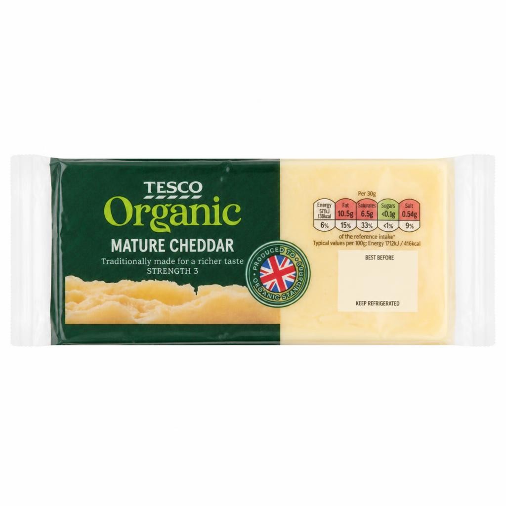 Tesco Organic Mature Cheddar 400G