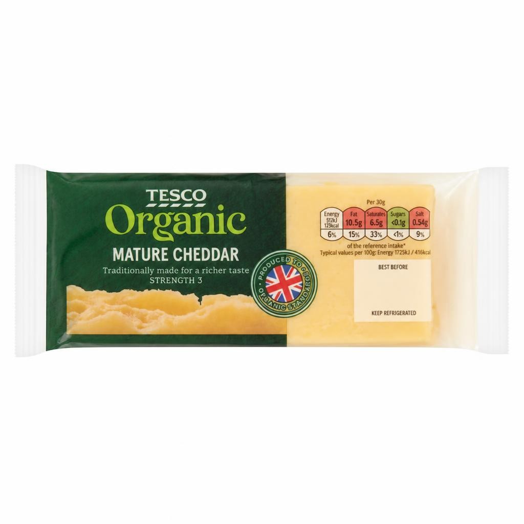 Tesco Organic Mature Cheddar 400G