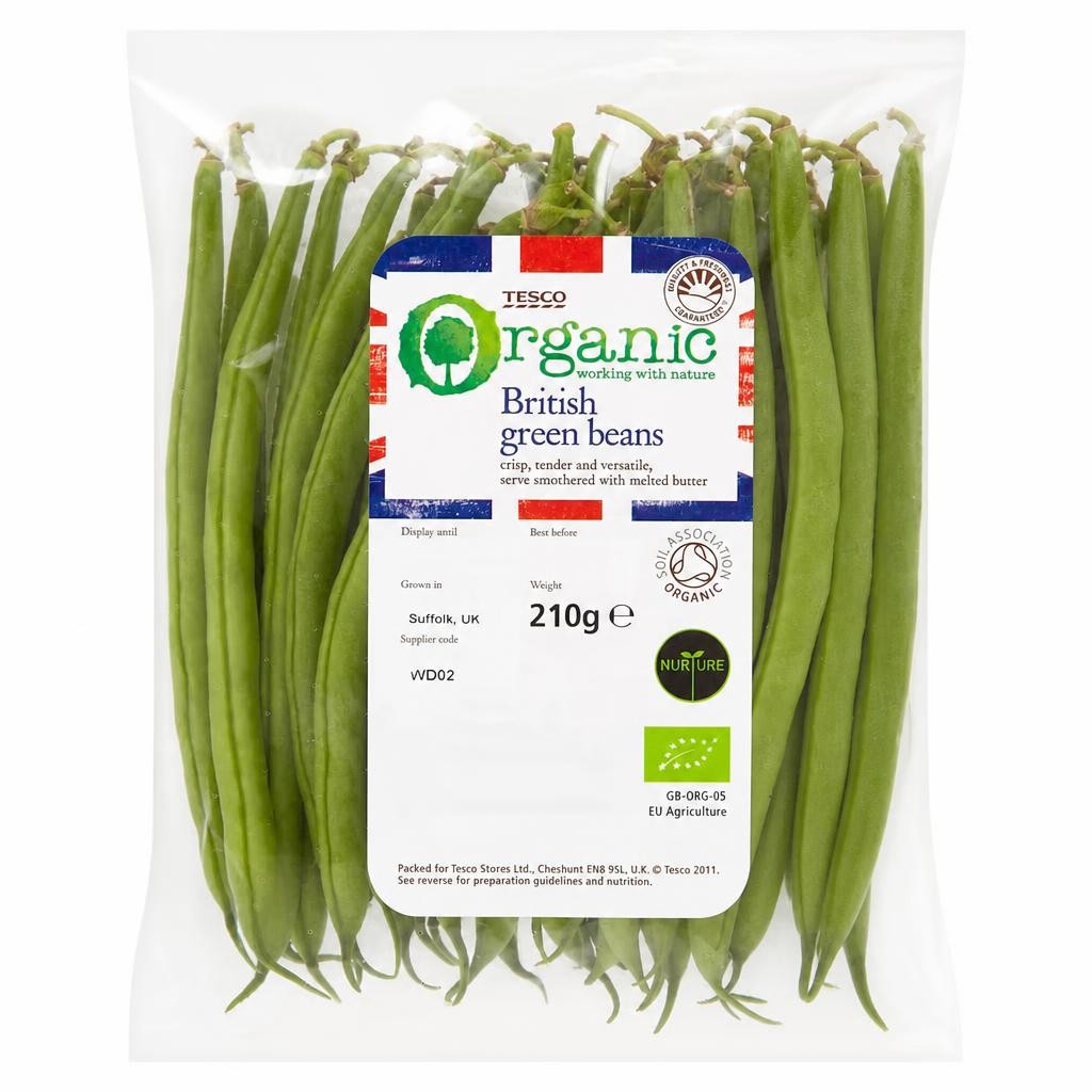 Tesco Organic Green Beans 225G