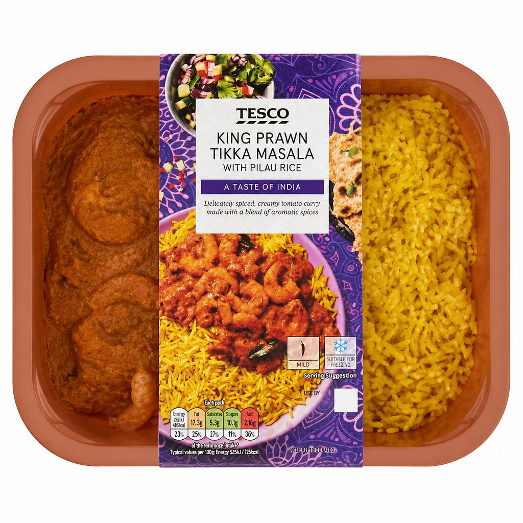Tesco King Prawn Tikka Masala & Pilau Rice 400G