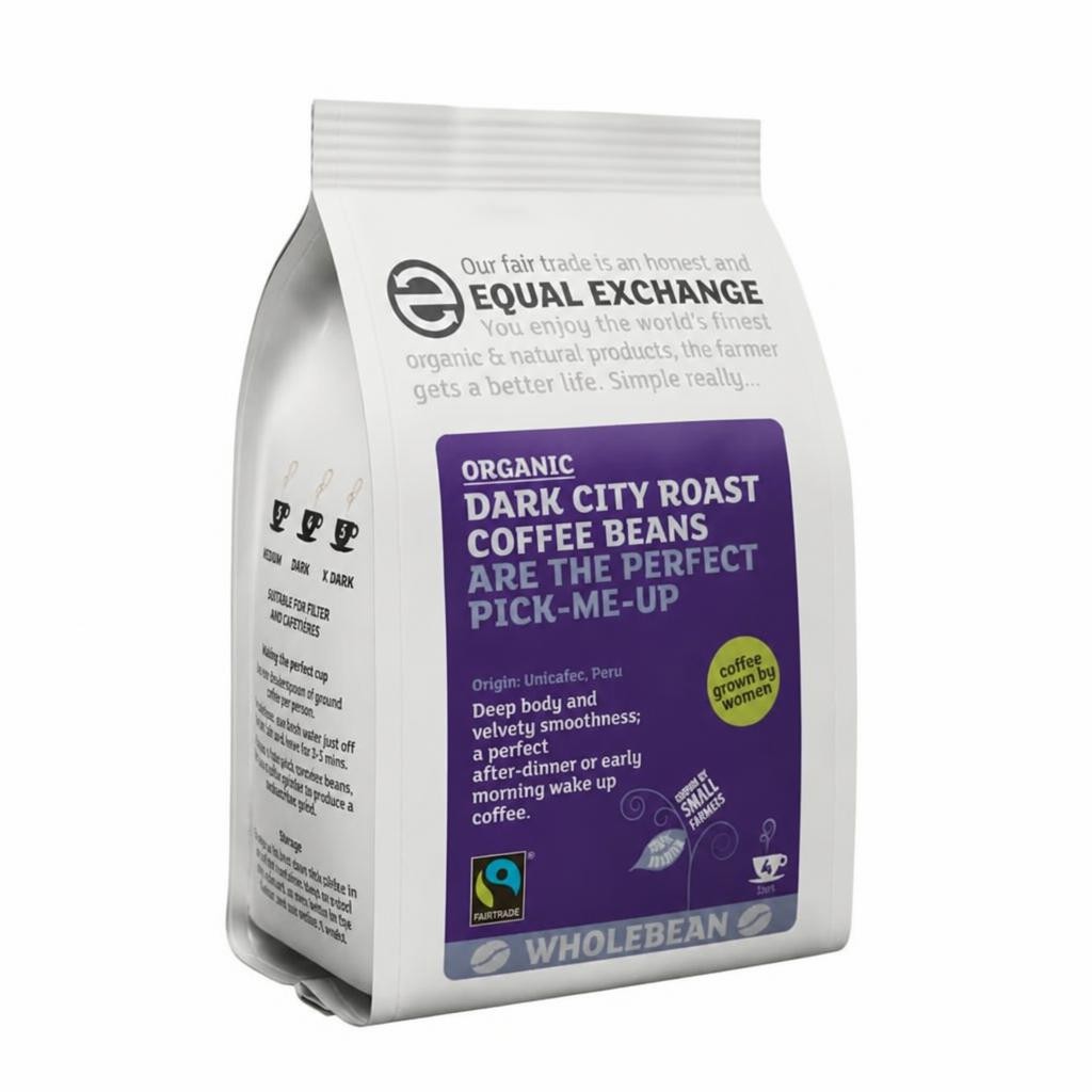 Organic Dark City Roast Coffee Beans 200g (Equal Exchange)