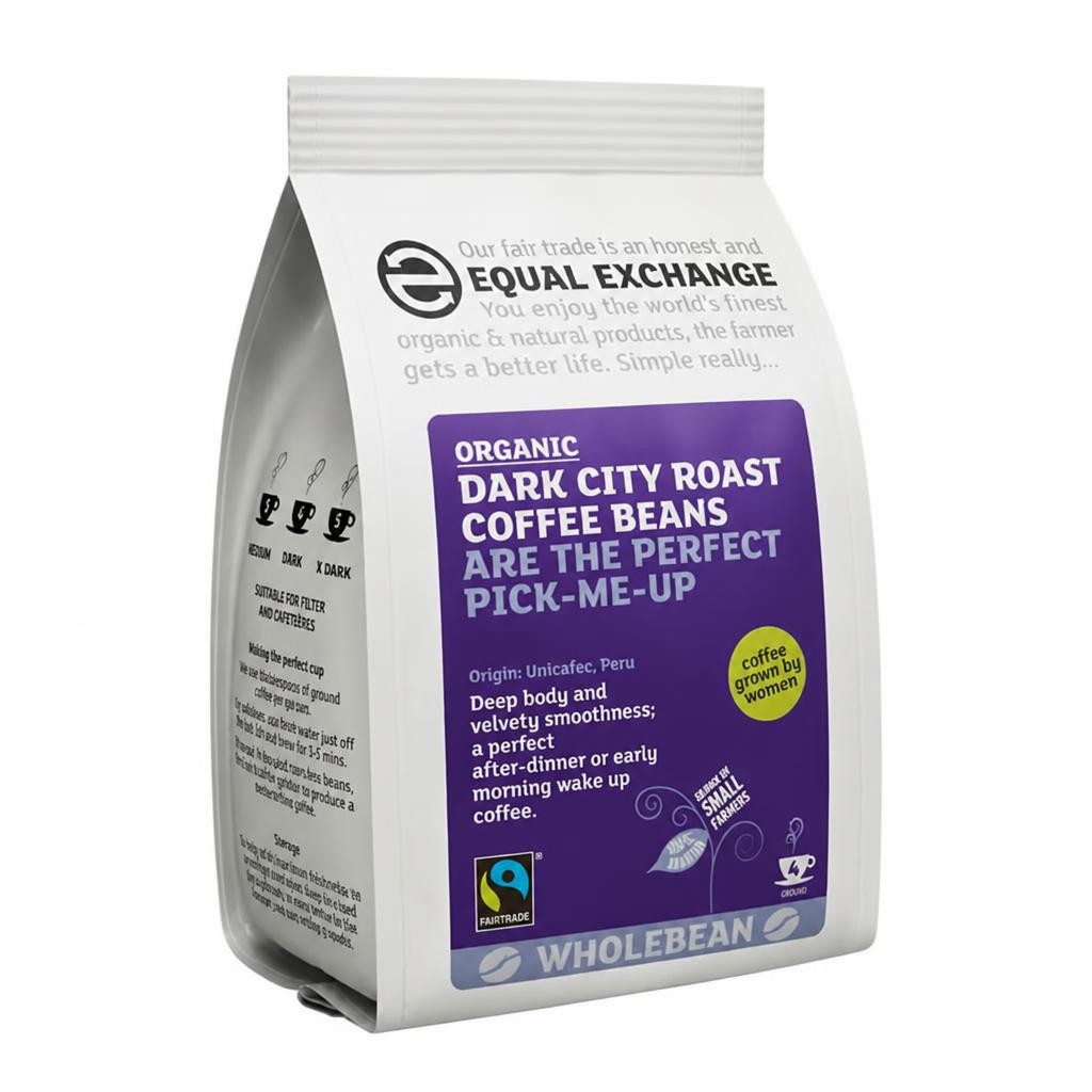 Organic Dark City Roast Coffee Beans 200g (Equal Exchange)