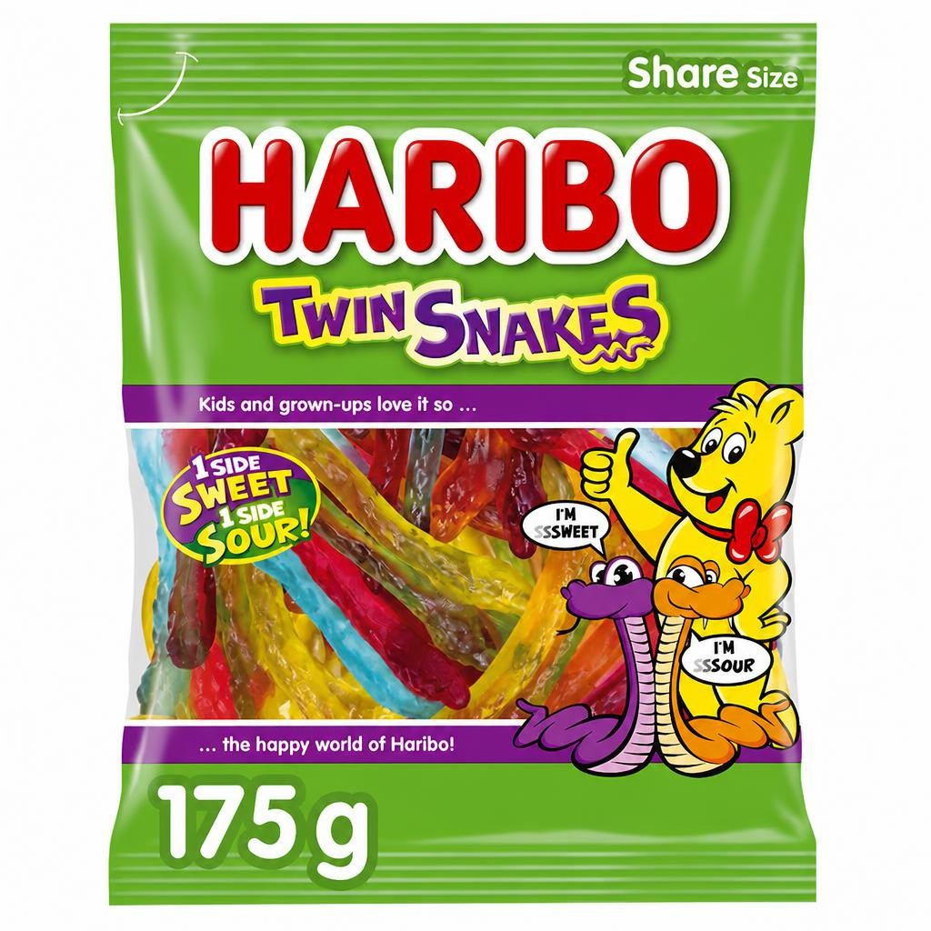 Haribo Twin Snakes Fruit Flavour Gum 175G