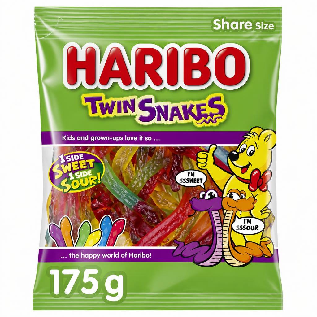 Haribo Twin Snakes Fruit Flavour Gum 175G