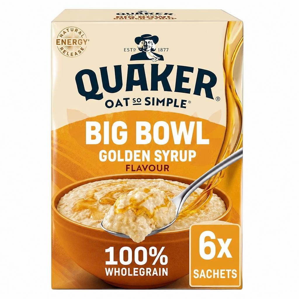 Quaker Big Bowl Golden Syrup Porridge Sachets 6x49.6g