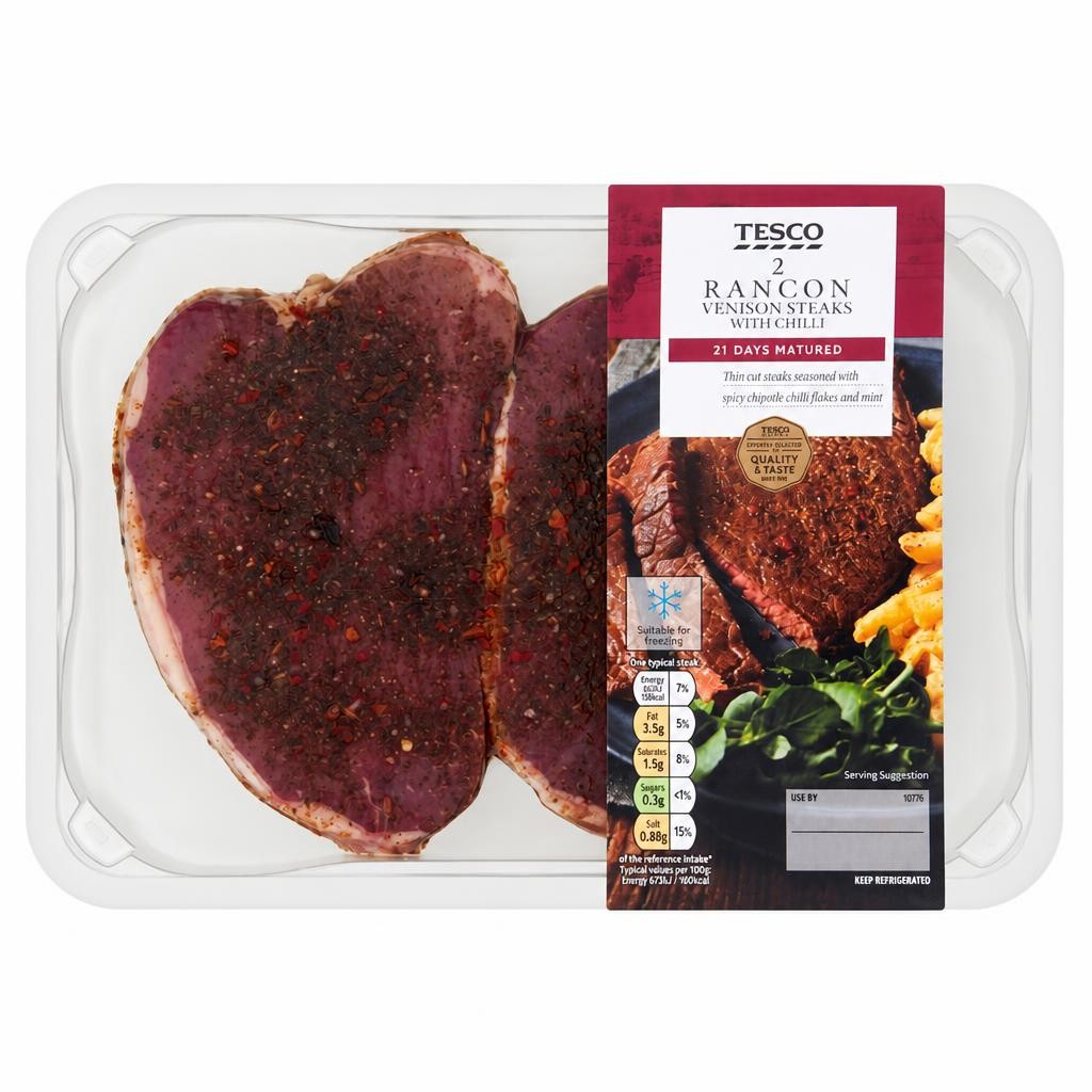 Tesco 2 Beef Ranch Steaks With Garlic & Chilli 250G