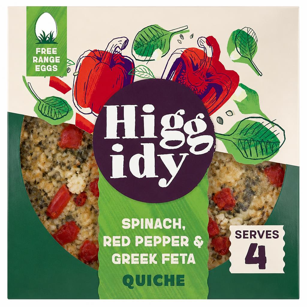Higgidy Spinach Feta Red Pepper Quiche 400G