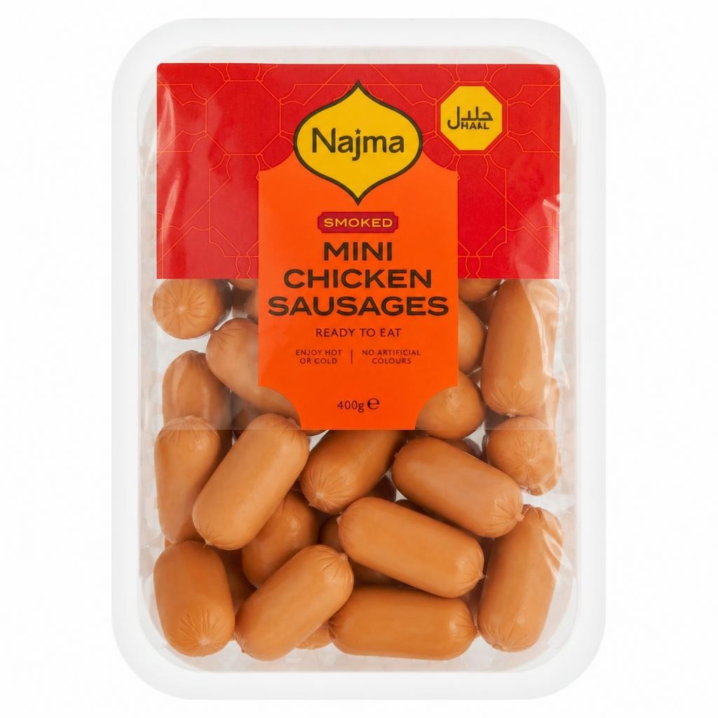 Najma Halal Mini Chicken Sausages - Smoked 400g
