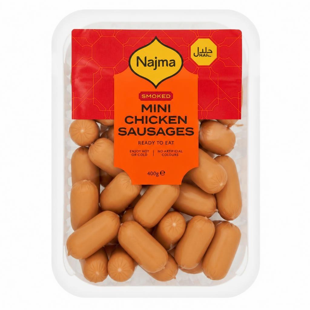 Najma Halal Mini Chicken Sausages - Smoked 400g