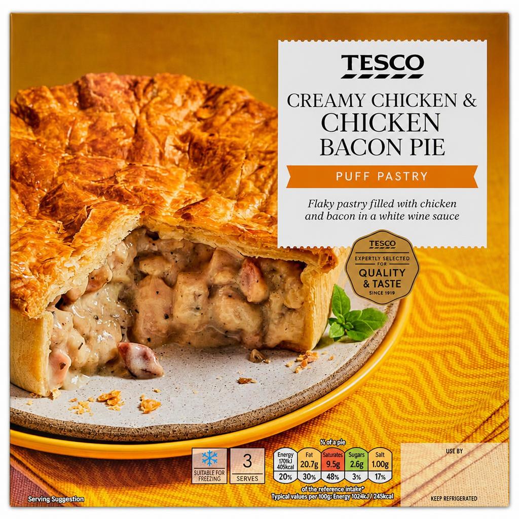 Tesco Puff Pastry Chicken & Bacon Pie 500g