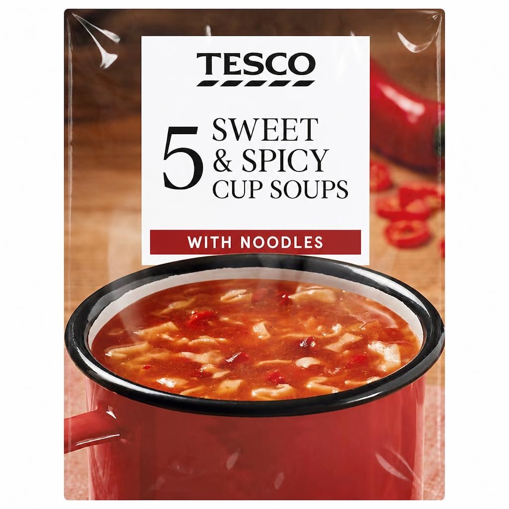Tesco Sweet & Spicy Cup Soups With Noodles 5 x 23g (115g)