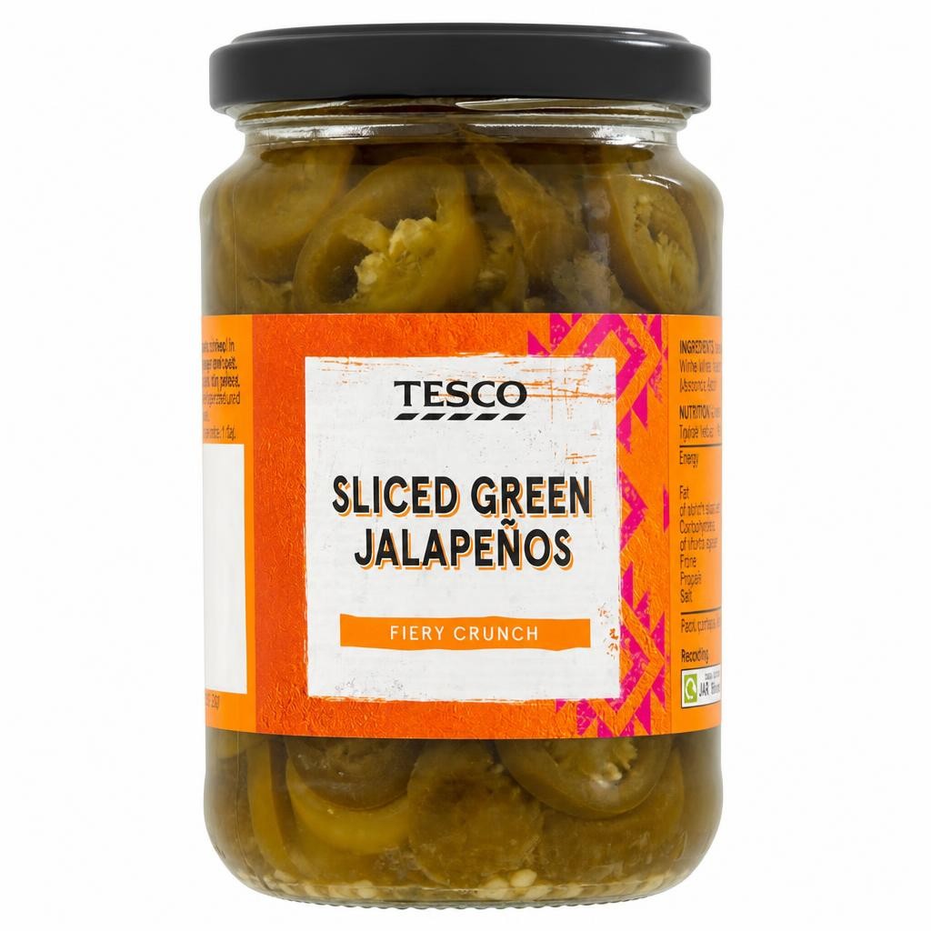 Tesco Sliced Green Jalapenos In Brine 300G