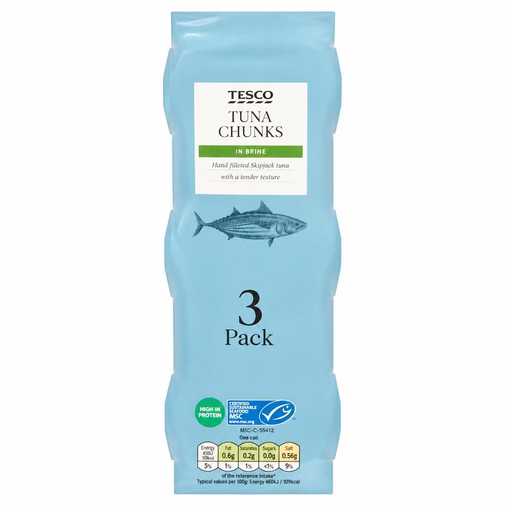 Tesco Tuna Chunks In Brine 3X80g