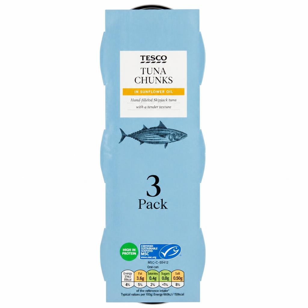 Tesco Tuna Chunks In Oil 3 X 80G