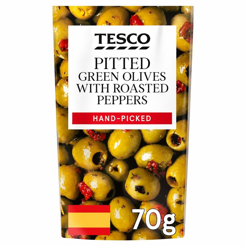 Tesco Pitted Green Olives With Red Peppers