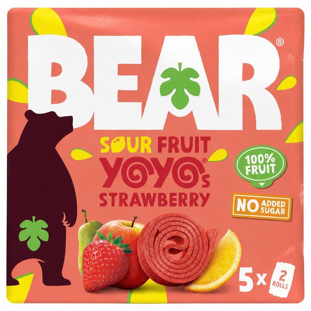 BEAR Xtreme Fruit Yoyos Sour Strawberry Multipack 5 x 20g