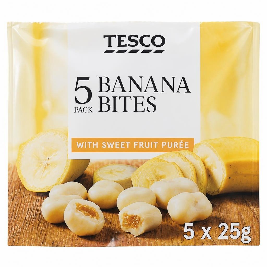 Tesco 5 Banana Bites With A Yogurt Coating 125G