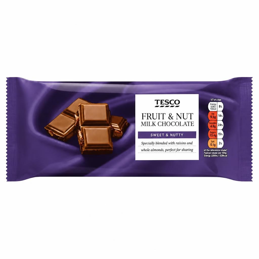 Tesco Fruit & Nut Milk Chocolate 200G