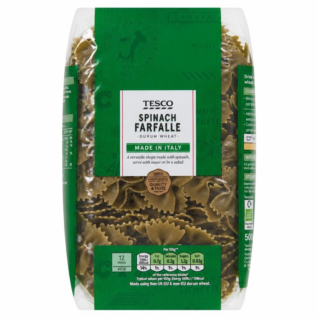 Tesco Spinach Farfalle 500G