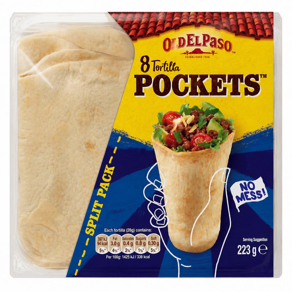 Old El Paso 8 Tortilla Pockets 223G