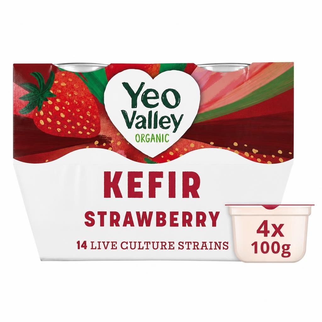 Yeo Valley Organic Kefir - Strawberry 4 x 100g