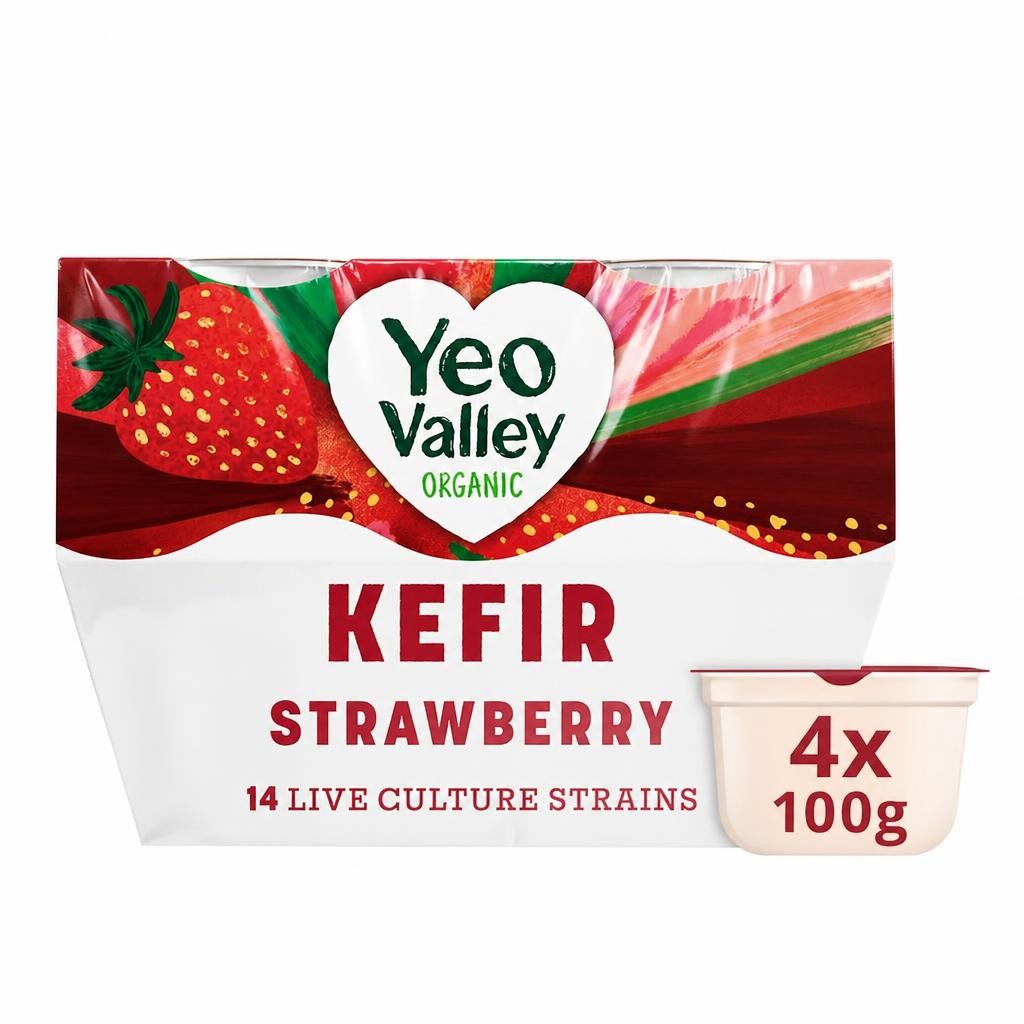 Yeo Valley Organic Kefir - Strawberry 4 x 100g