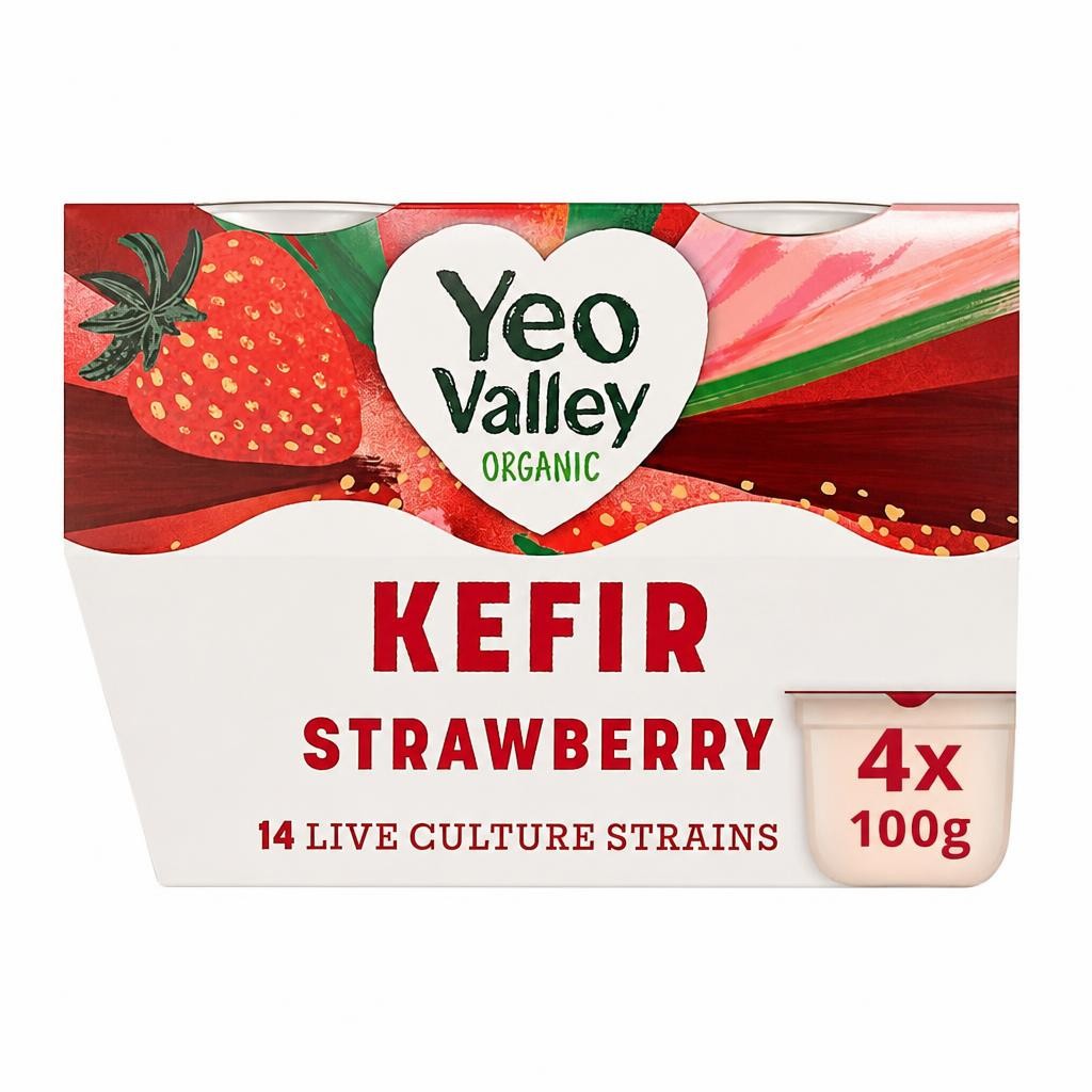 Yeo Valley Organic Kefir - Strawberry 4 x 100g