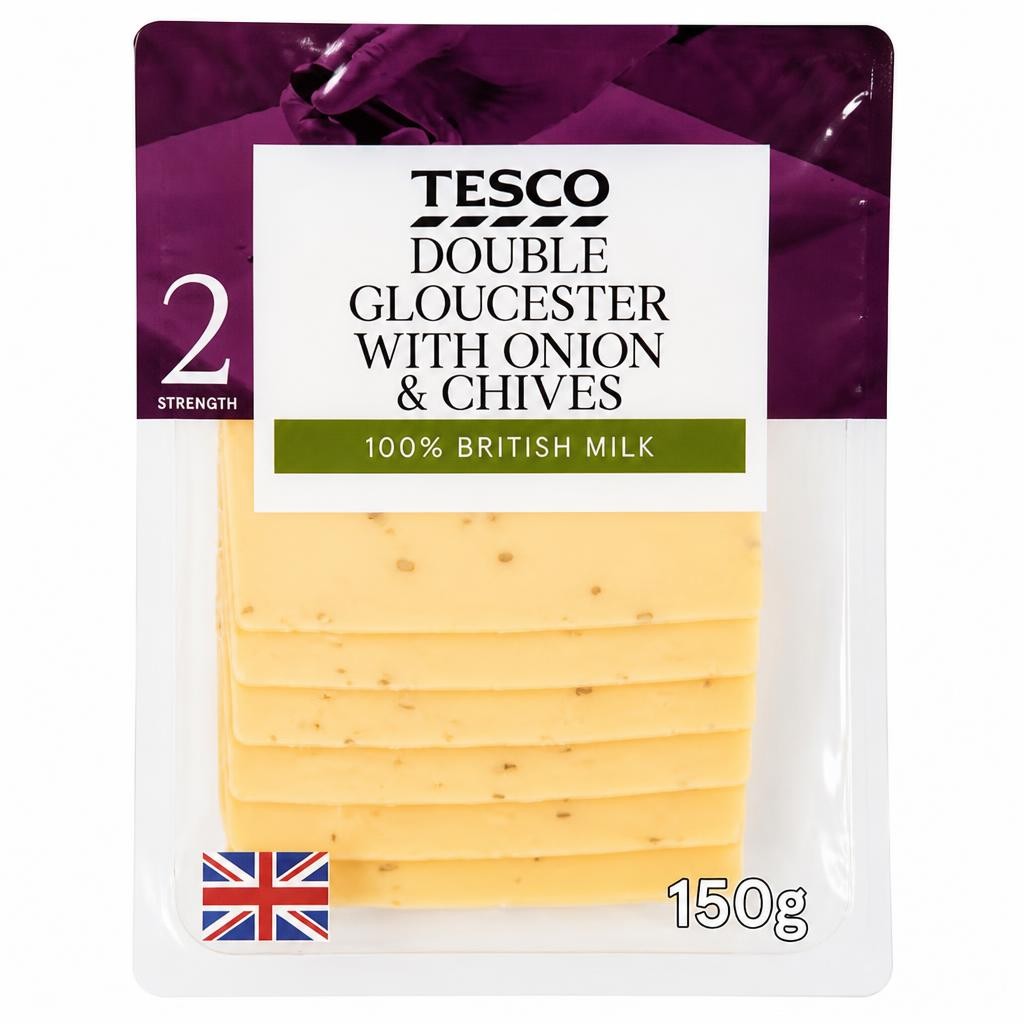 T Double Gloucester Chive And Onion Cheese Slices 150G