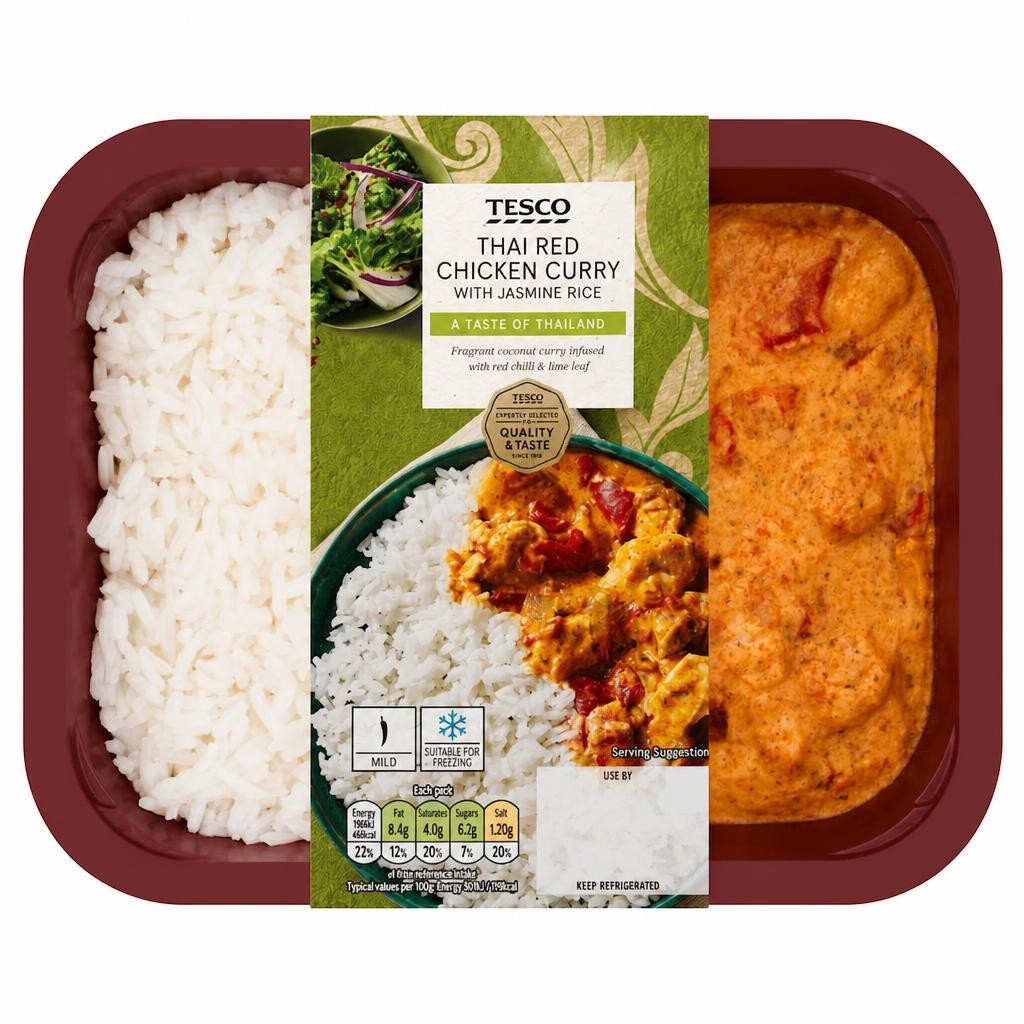 Tesco Thai Red Chicken Curry With Jasmine Rice 400G