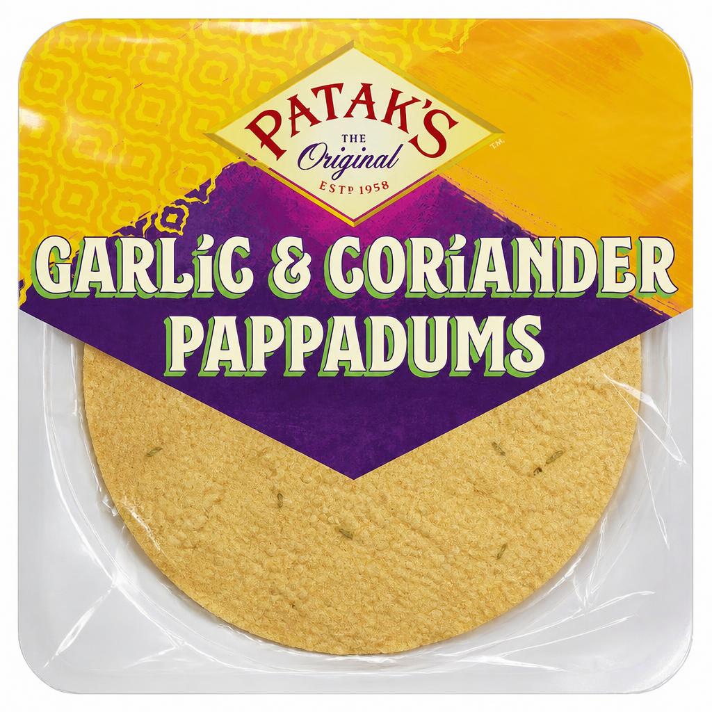 Pataks Ready To Eat Garlic & Coriander Papadums 8 Pack