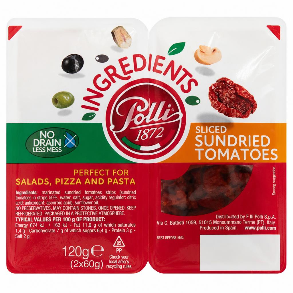 Polli Ingredient Sliced Sundried Tomatoes 120G