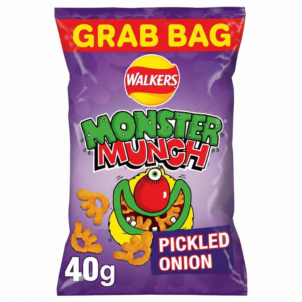 Walkers Monster Munch Pickled Onion Snacks Grab Bag Crisps 40g