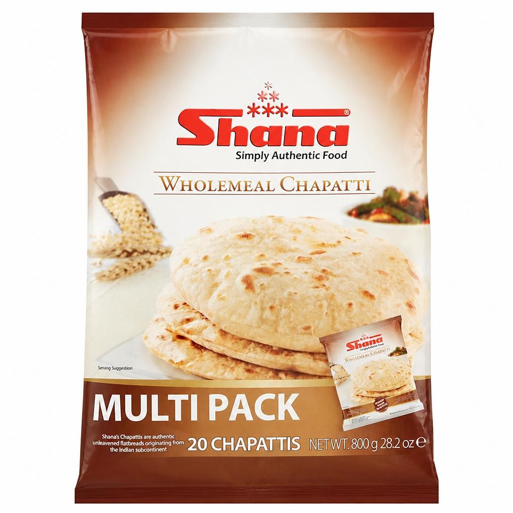 Shana Plain Multipack Chapatti 20 Pack 800G