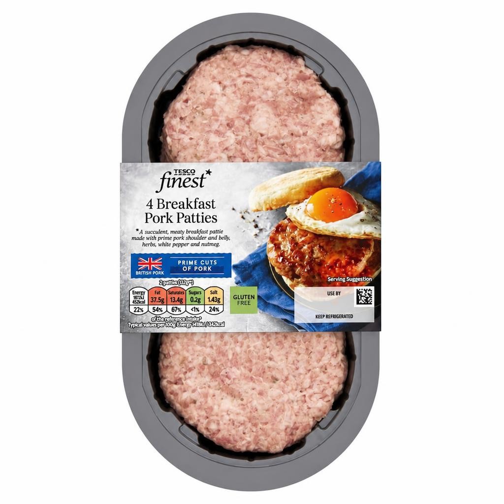 Tesco Finest Breakfast Pork Patties 4 Pack 320g