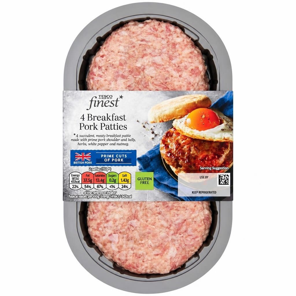 Tesco Finest Breakfast Pork Patties 4 Pack 320g